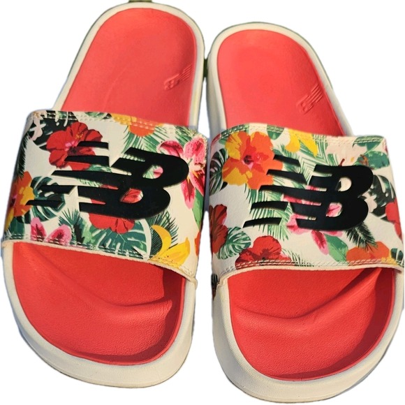 New Balance Shoes - New Balance 200 V1 Women's Size 12 Slide Sandal Floral Logo Print White Slip On